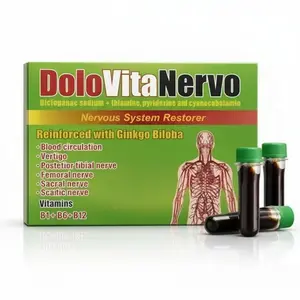 (4) Dolo Vita Nervo Nervous System Formula – Vitamin B1, B6, B12 and Ginkgo Biloba – 15ml Liquid Ampoules – Nervous System and Circulation Support