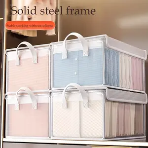 Large Transparent PVC Set of 2, Foldable Dustproof Clothes Organizer, Folding Storage Boxes, Ideal for Home & Dorm Use, Easy View Design