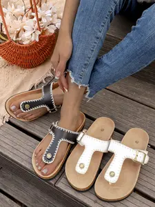 Fashionable Flat Rubber Sandals, Elegant and Comfortable Shoes, Perfect for Various Styles, Ideal for Daily Wear, Women's Casual Footwear