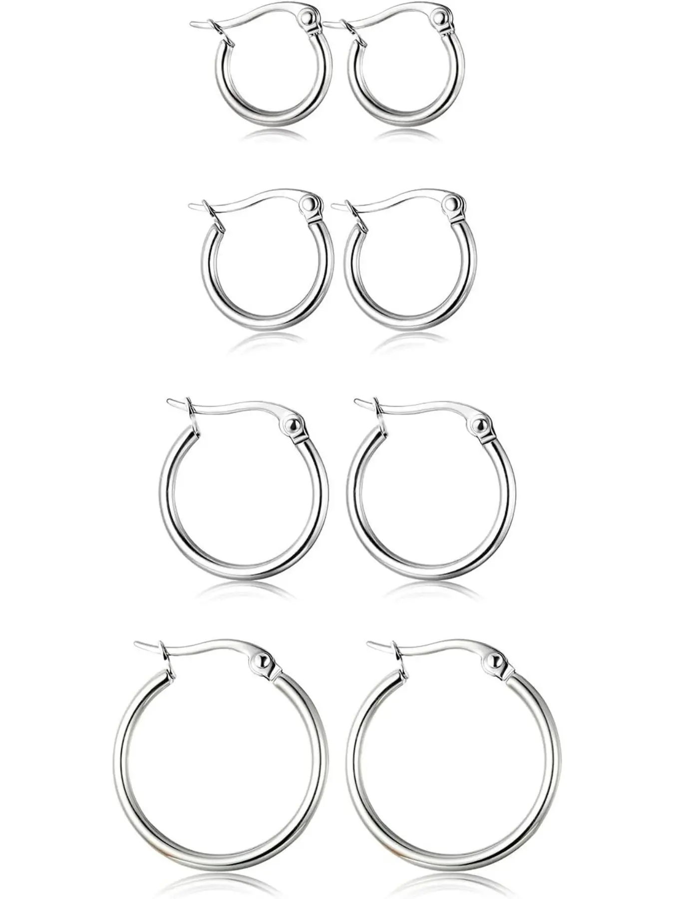 Stainless Steel Hoop Earring Sets, Earring Stack, Earring Stacking Set, Fashionable Earrings for Women, Daily Use, Elegant Minimalist Earrings, Casual Trendy Jewelry, Trendy All-match & Exquisite Jewelry for Birthday Gift