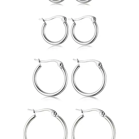 Stainless Steel Hoop Earring Sets, Earring Stack, Earring Stacking Set, Fashionable Earrings for Women, Daily Use, Elegant Minimalist Earrings, Casual Trendy Jewelry, Trendy All-match & Exquisite Jewelry for Birthday Gift