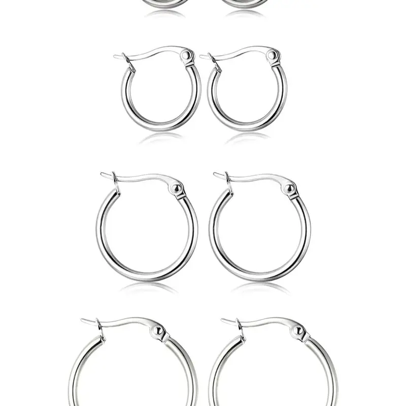 Stainless Steel Hoop Earring Sets, Earring Stack, Earring Stacking Set, Fashionable Earrings for Women, Daily Use, Elegant Minimalist Earrings, Casual Trendy Jewelry, Trendy All-match & Exquisite Jewelry for Birthday Gift