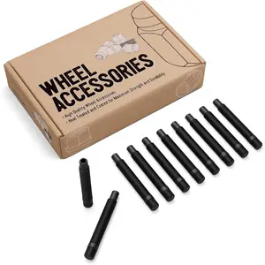 Extended Black Wheel Stud Conversion M12x1.5, 107mm Total Length, 91mm Shank Length, Compatible with   with 12x1.5 Lug  - Pack of 10