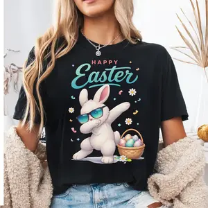 Happy Easter! Rabbit Dab dance T-shirt, Easter egg, cute rabbit, spring T-shirt, holiday clothing, celebration T-shirt, Easter gift creativity