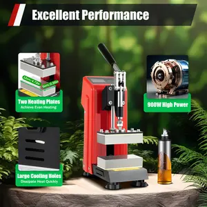 900W Mini Heat Press Machine - 0-400℉ Digital Timer 0.5T Manual Heating Press - Dual Heating Plate Adjustable Temp for Oil Extraction & Printing