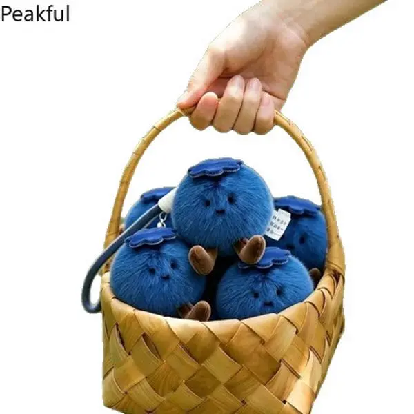2pcs Soft Blueberry Plush Bag Charm – Fluffy Keychain Doll, Unique ‘Block Bad Luck’ Pendant, Cute Home Decor, Perfect for Kids’ Backpacks, Desk Decoration, Gifts, Collectibles & Everyday Accessories