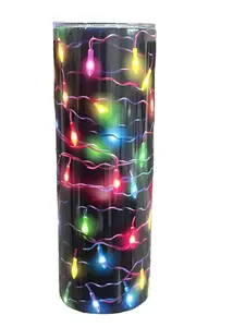 Christmas Lights Galore - 20oz oz 20 oz. 20oz. - Skinny Straight Sublimation Tumbler - Amy's Tumbler Junkies - Your Favorite Tumbler Shop!