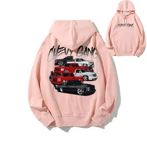 Chevy Gang Graphic Hoodie Chevy Silverado Men's Cotton Hooded Sweatshirt Old School Chevy Hoodie Gift for Him Truck Hoodie Classic Chevy Truck Casual Menswear Fabric Top Breathable Jacket Joggers Layer Outfit Sweater Hoodie