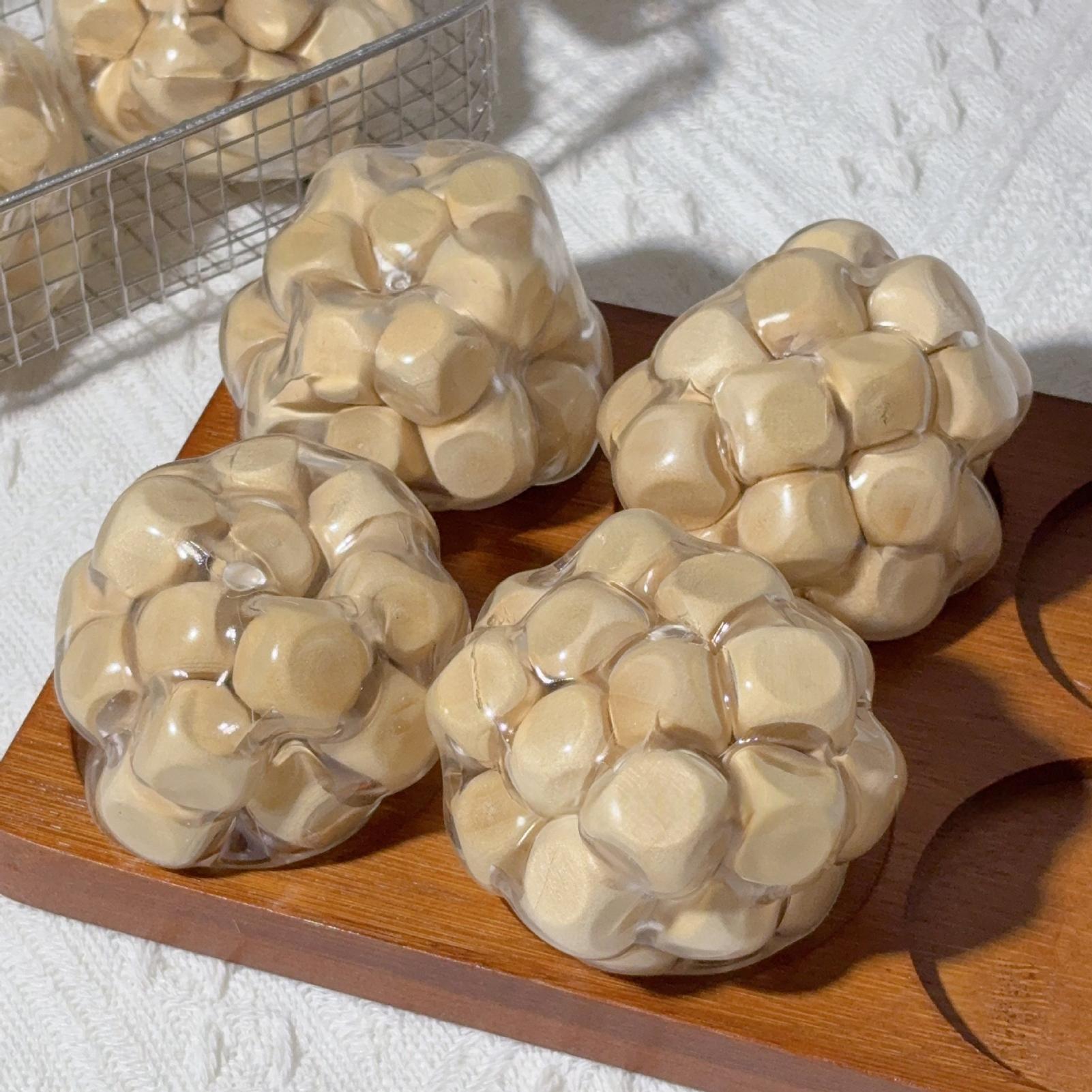 Malleable Stress Relief Ball TPR Material Wooden Block Filled Portable 7 cm Diameter Ergonomic Texture for Anxiety Relief & Sensory Stimulation