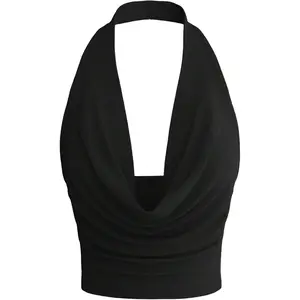 Women's Cowl Neck Halter Neck Going Out Tops Open Back Sleeveless Y2k Crop Tank Top Womenswear Bridal Basic Minimalist Skinny Slim tank tops summer tops crop tops weighted vests women dressy tops