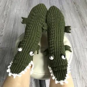 Unisex Large Eye Crocodile Christmas Socks — Quirky Animal Design, Warm Thermal Neutral Socks for Autumn and Winter. The Fun Statement Holiday Gift That Keeps Feet Cozy and Eyes Turning