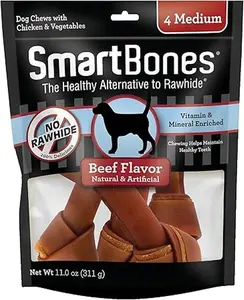 SmartBones Medium Chews with Real Beef, Rawhide-Free Dog Chews, 4 Count