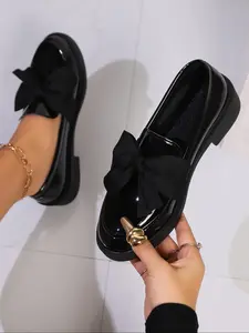 Women's Fashionable Bowknot Design Loafers, Comfortable Flat Shoes for Daily Wear, Lightweight Breathable Shoes for Women & Girls