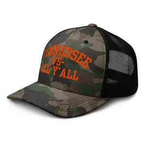 RIVEMUG NG Camo Tennessee vs All Yall Embroidered Curved Bill Camouflage Trucker Hat Low Crown Adjustable Snapback Cap