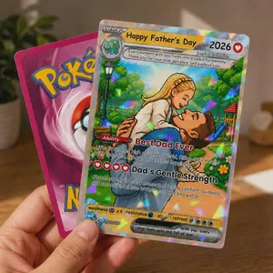 Custom Poke Card Gift, Personalized Dad Card, Father’s Day Gift, Custom Photo Card, Best Dad Gift, Card Holder Gift