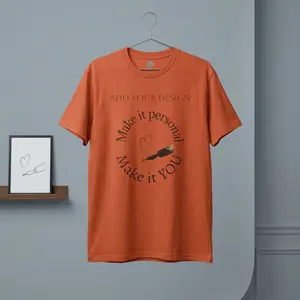 Men's Graphic Cotton Shirt - Customizable Casual Top with Seamless Tubular Knit and Tear-Away Label