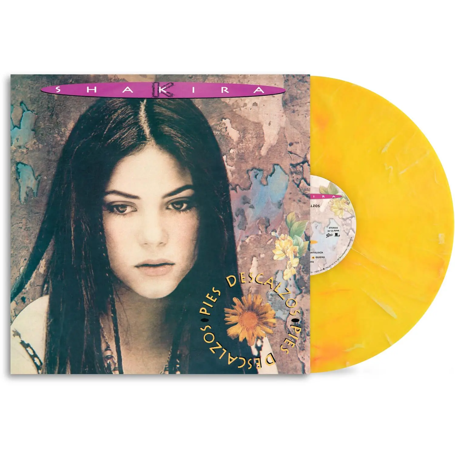 Shakira - Pies Descalzos Vinyl Records [LP (Long Play) Colored Vinyl] - Red, Yellow, 2025 Release, 11 Songs, Latin Influence Anniversary Edition
