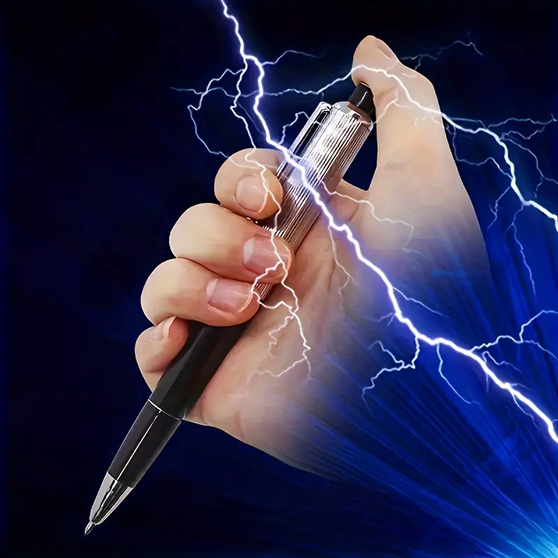 1/5 Pieces Electric Shock Prank Pen, Electronic Realistic Fake, Prank Gag Gift, Press Top Button to Get Zapped, Funny Trick Pen for Adult Party Game, Great for Christmas, Halloween, Thanksgiving Gifts, Novelty