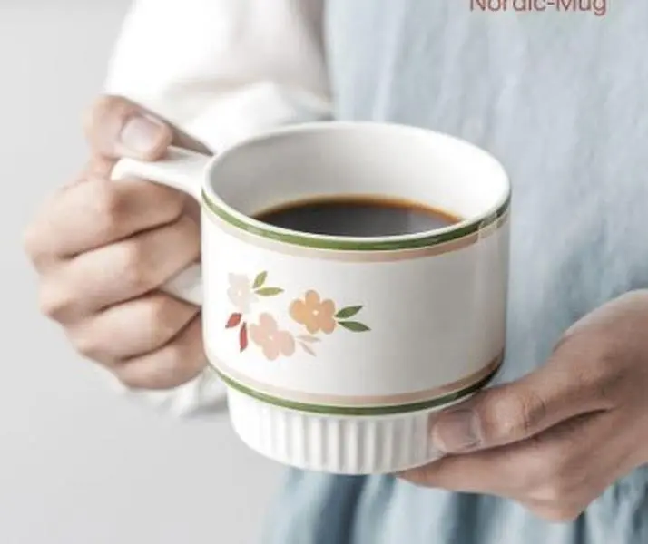 Retro Aesthetic Stackable Printed Ceramic Mug