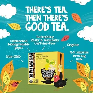 Clipper Tea Lemon & Ginger Teabags – Caffeine Free, USDA Organic, Great Hot or Iced – Aromatic, Natural, Fair & Delicious – 50 Tea Bags