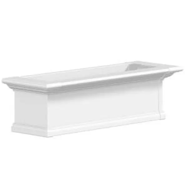 212 MAIN Yorkshire 3 ft Vinyl Window Box - White, Decorative, Outdoor, Low Maintenance, Wall-Mountable