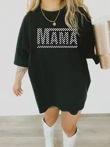 Checkered Mama Comfort Color Oversized Women's Shirt