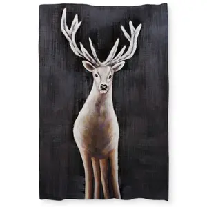 Begin Home Decor C1DCTXLWSK1MIV Lonely Deer White Rustic Twin Size Extra Long Duvet Cover - Home Decor Essentials