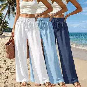 3-pack Summer New Women’s Long Pants — breathable, comfortable casual pants; loose fit that flatters the figure; stylish and versatile wide-leg long pants for women, suitable for leisure, beach, and everyday wear.