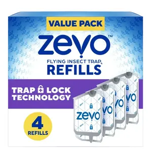 Zevo Flying Insect Trap Refill: 4 Indoor Light Trap Refill Cartridges Capture House Flies, Fruit Flies, and Gnats (4 Refill Cartridges)