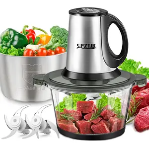 SPZTJK Food Processor, featuring an 8-cup glass bowl and an 8-cup stainless steel 2-speed food chopper, meat grinder, onion and vegetable processor, upgraded smart overheat protection—includes two sets of blades.