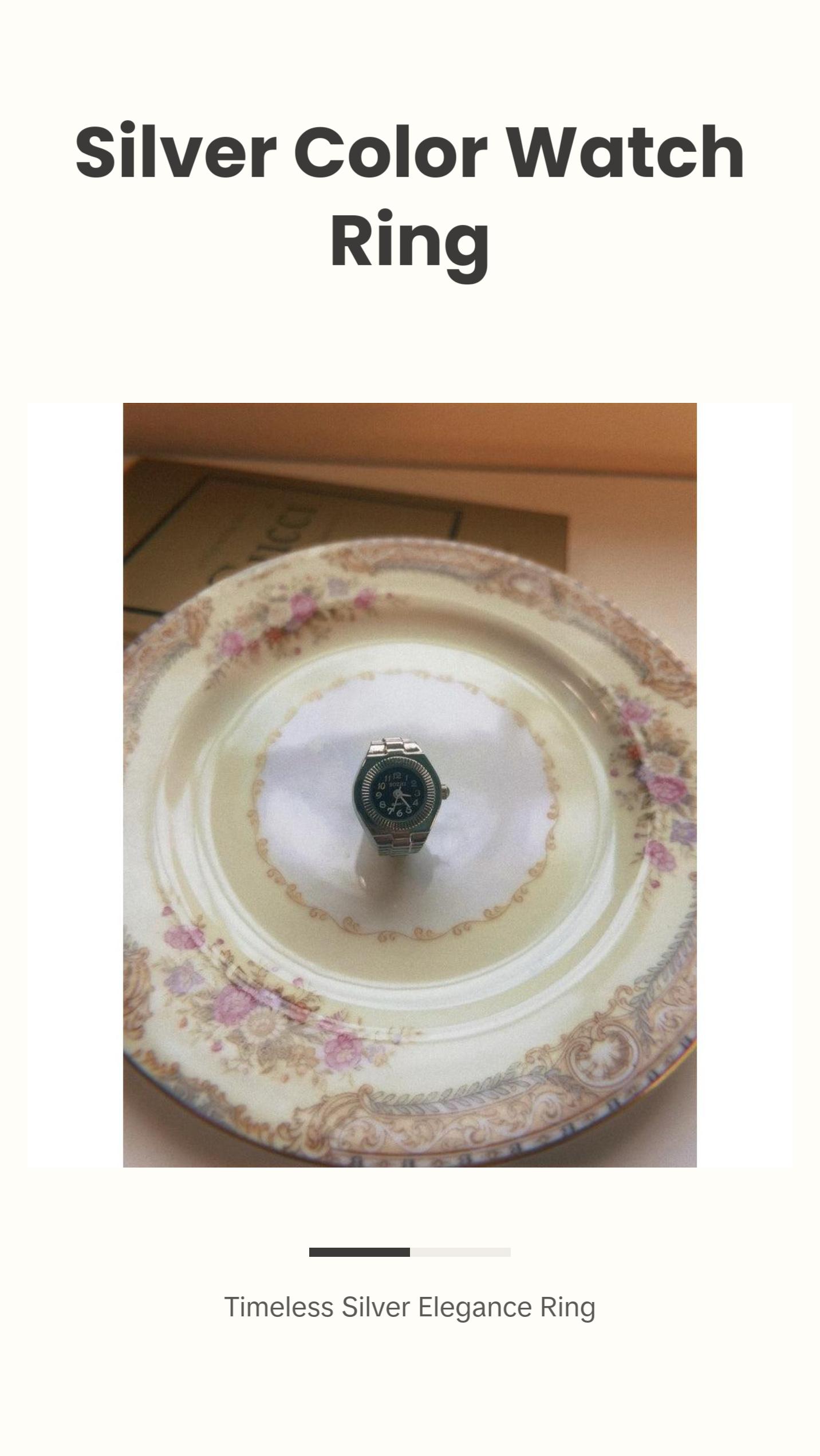 Silver and Black Watch Ring