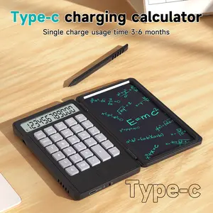 2-in-1 Scientific Calculator with LCD Writing Tablet - Dual Color (Black & White) Desktop & Pocket Notepad Calculator for School, Office, Home, Business Classroom Supplies