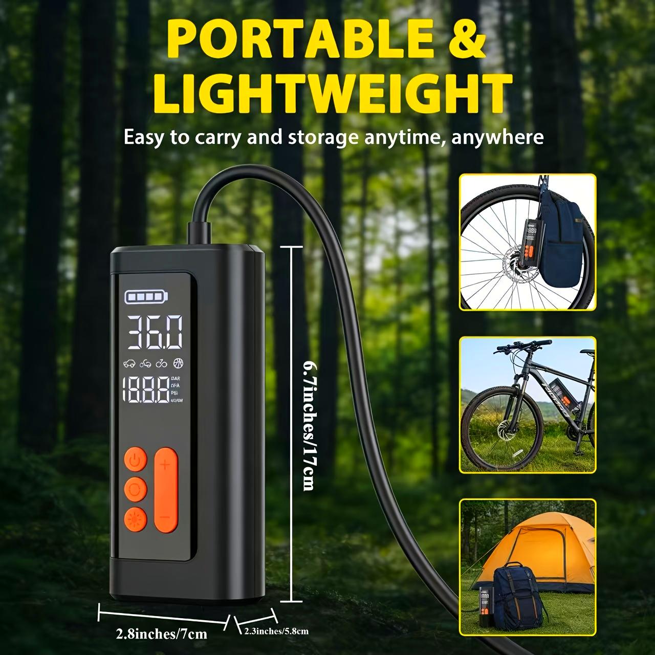 Portable Automotive Handheld Car Jump Starter with Air Compressor, Battery Booster, Tire Inflator Pump, USB Power Bank, LED Flashlight – Travel Size Emergency Kit for Truck Accessories, SUV, Motorcycle
