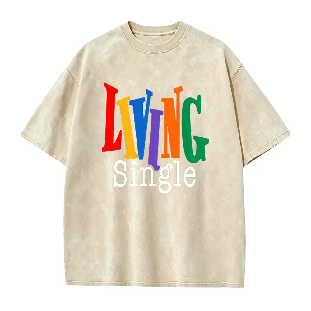 Living Single Graphic Cotton T-Shirt - Bright Colored Lettering