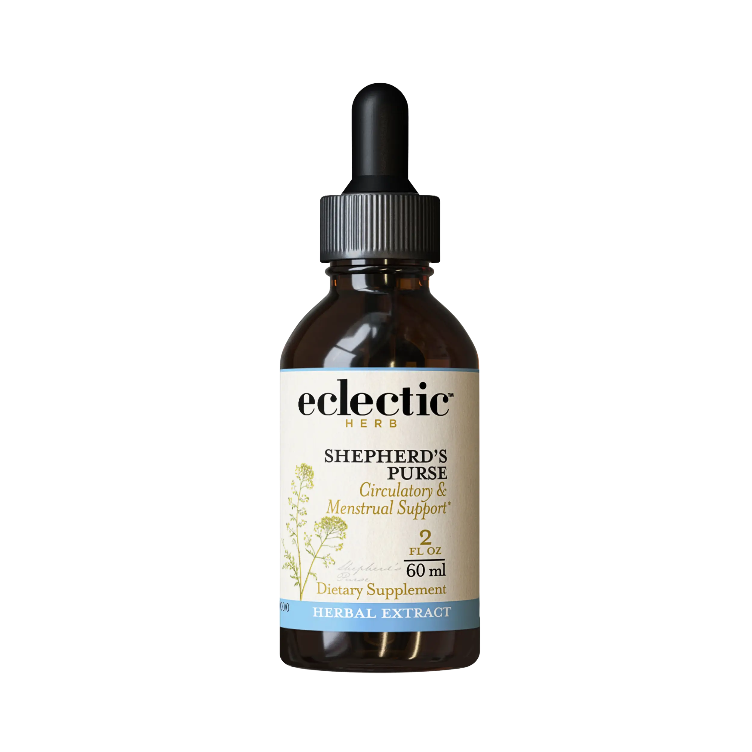 Eclectic Herb Shepherd's Purse Extract 60ml - Certified Organic, Non-GMO, Gluten-Free, Soy-Free, Dairy-Free Circulatory & Menstrual Support Supplement