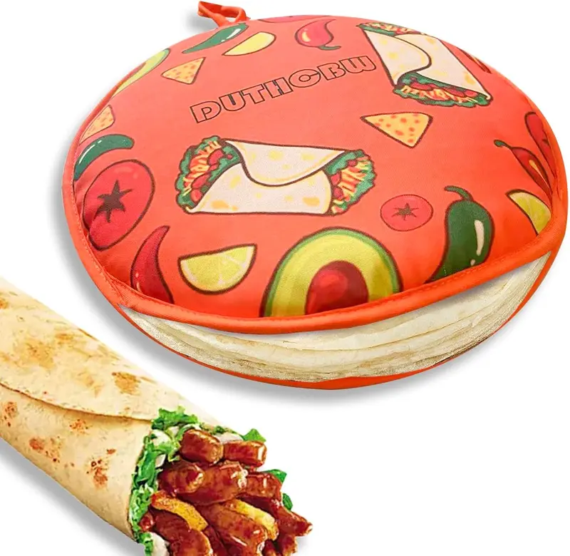 Large Premium Tortilla Warmer, Microwavable & Classic, Insulated Fabric Pouch Keeps Tacos, Naan, Pizza & Flour Tortillas Cozily Warm for 1 Hour, Outlasting & Ideal for Family Feasts, Orange