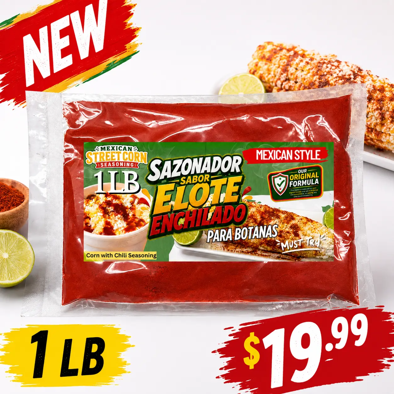 Mexican Street Corn Seasoning | Elote Enchilado Seasoning Powder | Chili Lime Corn Seasoning | 1 LB