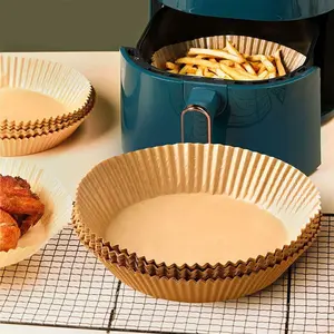 Air Fryer Paper Liners, 100Pcs Parchment Paper, Disposable Air Fryer Liners for Microwave & Air Fryer, Non-Stick, Free of Bleach, Oil-Proof, Food Grade Round Liners (6.3IN), Easy Cleanup Kitchen Essential for Baking, Frying & Roasting