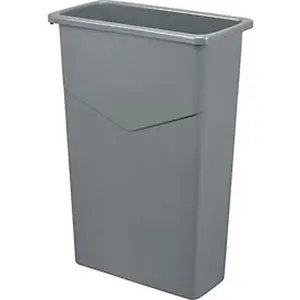 Global Industrial A-PR001GY 23 Gal Slim Plastic Trash Container - Gray, Smooth Finish, Outdoor Dustbins, Container Outdoor Dustbins
