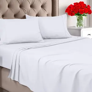 Queen Sheet - Brushed Microfiber - for Queen Size - Includes 1, 1 Flat,  2 Pillow Cases - Deep Pocket (White)