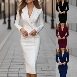 Commuter Style Suit Dress Autumn and Winter Office Suit Skirt Waist Women's Dress