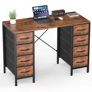 Sweetcrispy Adjustable Height Computer Gaming Desk, X-Shaped Reinforced Structure, 8 Fabric Drawers, Multi-Functional Storage Table for Gaming & Office Use, Adjustable Height Desk