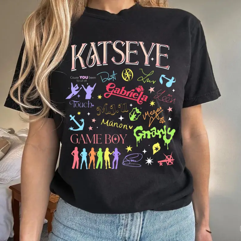Katseye Kpop Graphics Tee, Vintage Katseye The Beautiful Chaos Tour Shirt