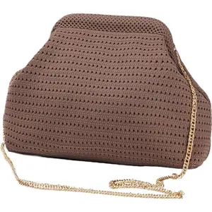 Summer Beach Woven Clutch Purses for Women 2025 Cloud Dumpling Pouch Purse Crossbody Bag Handbag Crochet Stripped