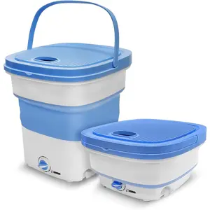 Portable Mini Washing Machine Lightweight Collapsible Bucket Washer for Camping Travel Apartment