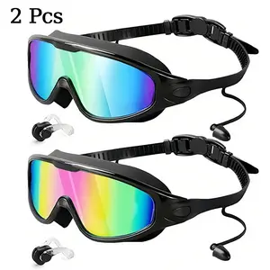 Wide view swimming goggles 2 Pack Adjust for Kids Men Women,No Leaking 180° Swim Glasses,Easy to Wear,Wide View,Anti-Fog, UV Protection, Comfortable Fit, Suitable for Men Women Kids