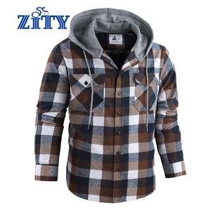 ZITY Spring Men's Plaid Hooded Shirt - Lightweight Breathable Flannel Long Sleeve - Classic Aesthetic Checked Top for Everyday Wear - Soft Casual Layering Piece Gift Menswear  Pockets Sweatshirts Operator summerwins,father'sdaygifts