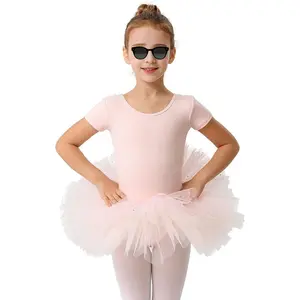 X-GCS42  Short Sleeve Glitter Dance Ballet Tutu Leotard Ballerina Outfit for Girls Toddler