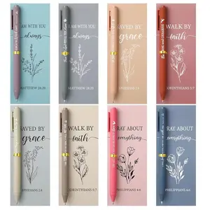8-Piece Inspirational Pen Set with Cards, Christian Scripture Theme Ballpoint Pens, Ink, Perfect Gift for Teachers and Staff