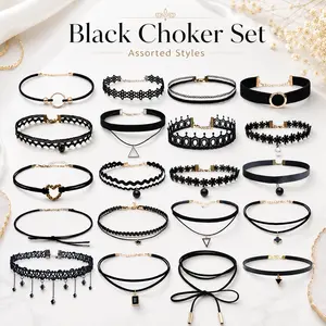 Choker Necklace for Women Velvet Black Choker Chain Lace Choker Necklace 20 Pcs